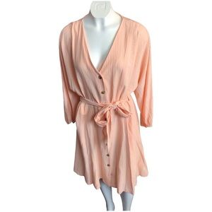 Calvin Klein Peach Button-Front Midi Dress